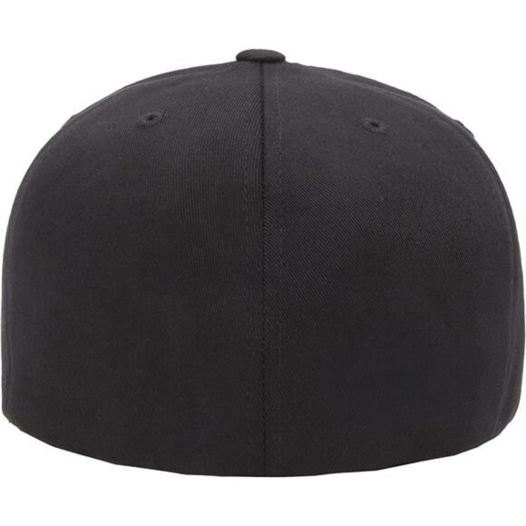 Mens Fitted Baseball Cap Flexfit High Profile Structured Hat Flat Brim Black - Picture 3 of 6